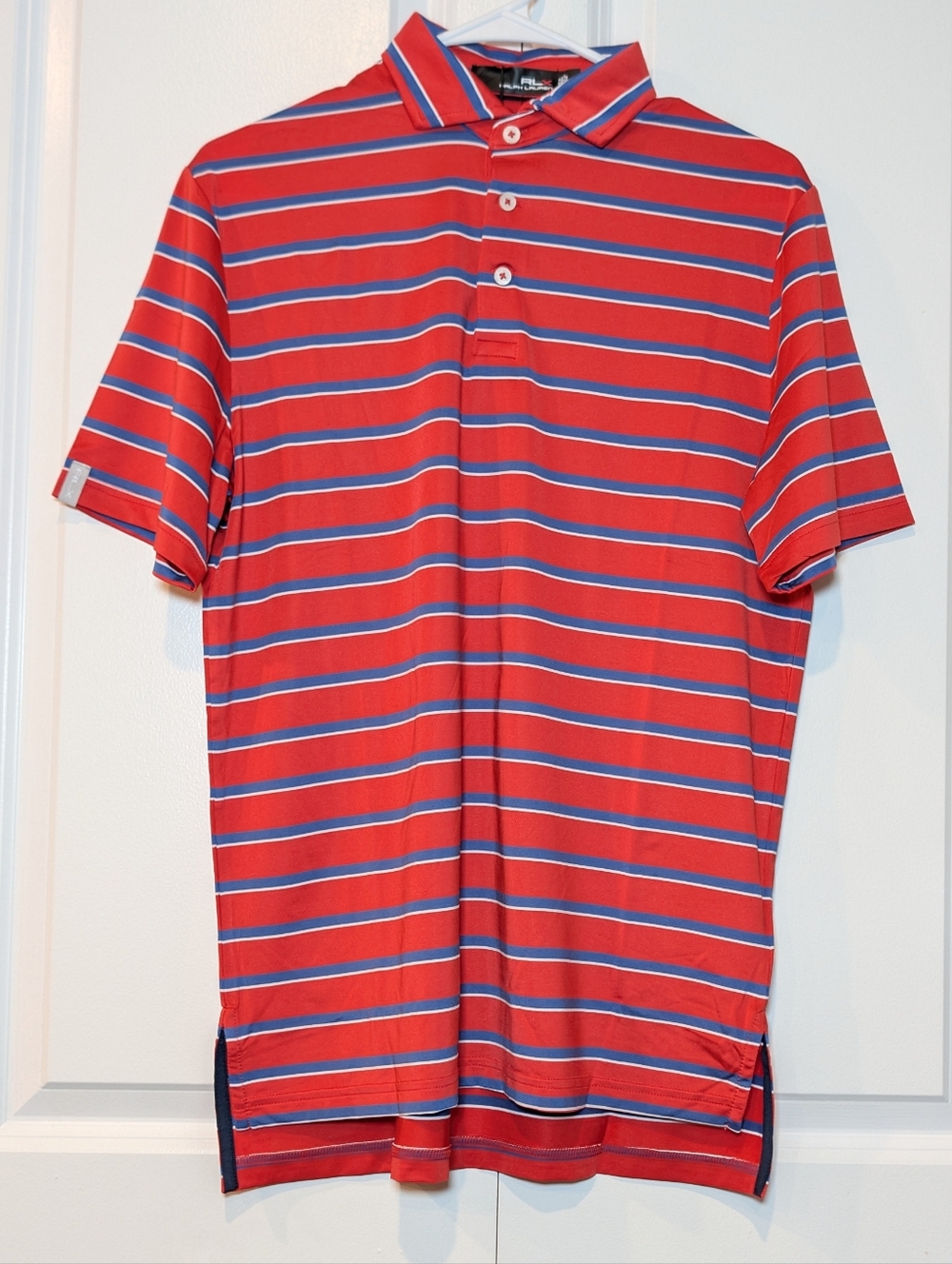 RLX Ralph Lauren Mens Size Small Polo‎ Shirt Red Blue Striped Wicking NWT